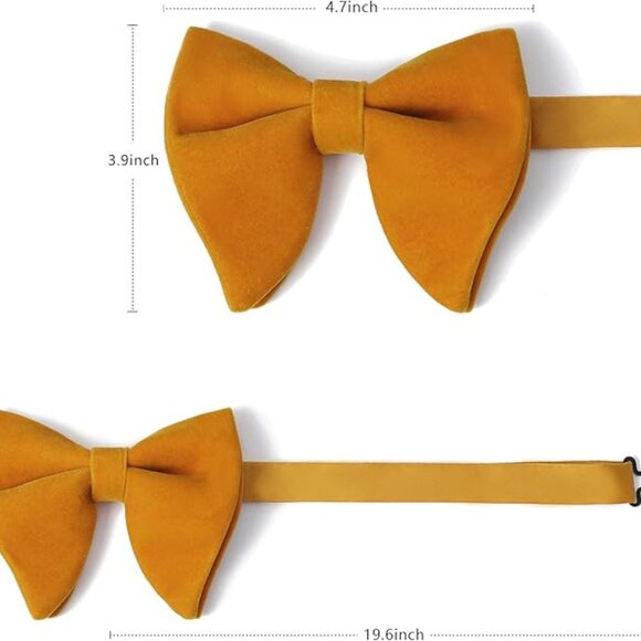 Velvet Bow Ties for Men Set Dark Yellow - Picture 3 of 5